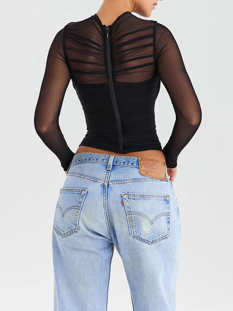 Zip It Up Mesh Top